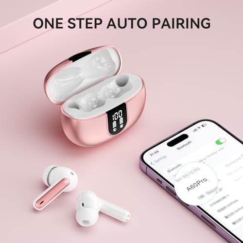 MoBadeety Wireless Earbuds Rose Gold
Bluetooth 5.3 Earbuds LED Display
40 Hour Playtime Wireless Headphones
Noise Cancelling Earbuds with Mic
IPX7 Waterproof Earbuds Workout
Ergonomic Design Earbuds Comfortable Fit
Wireless Earbuds Charging Case
Touch Control Earbuds Easy Operation
High Fidelity Sound Wireless Earbuds
Rose Gold Wireless Earbuds Detail Shot