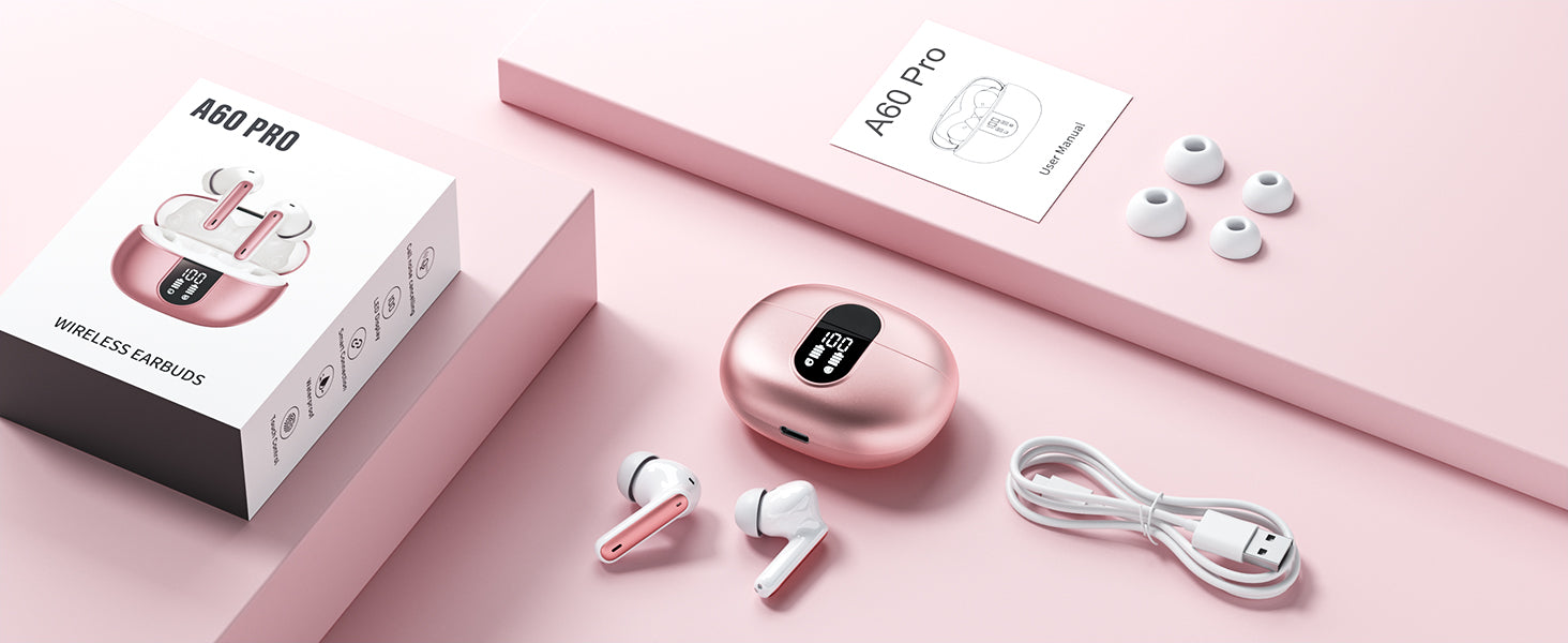 MoBadeety Wireless Earbuds Rose Gold
Bluetooth 5.3 Earbuds LED Display
40 Hour Playtime Wireless Headphones
Noise Cancelling Earbuds with Mic
IPX7 Waterproof Earbuds Workout
Ergonomic Design Earbuds Comfortable Fit
Wireless Earbuds Charging Case
Touch Control Earbuds Easy Operation
High Fidelity Sound Wireless Earbuds
Rose Gold Wireless Earbuds Detail Shot